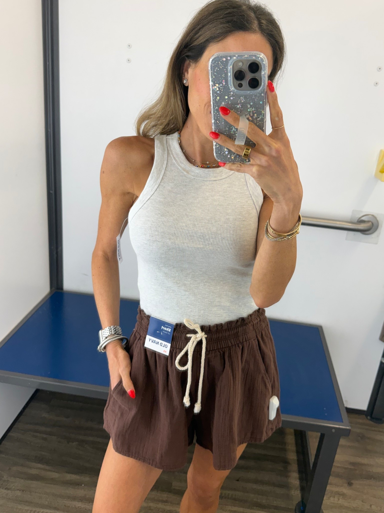 The perfect grey tank that so flattering wearing xs and comes in a ton of colors. Brown linen shorts size xs 
Easy spring outfit 

#LTKPetite #LTKSeasonal