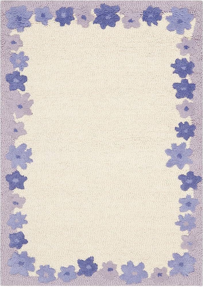 SAFAVIEH Kids Collection 8' x 10' Ivory / Lavender SFK357A Handmade Floral Wool Area Rug | Amazon (US)