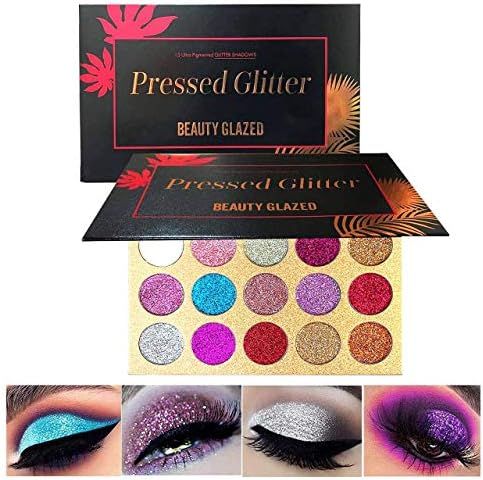 Beauty Glazed Halloween Pressed Glitter Eyeshadow Palette High Pigmented Glitters Kit Eye Shadow ... | Amazon (US)