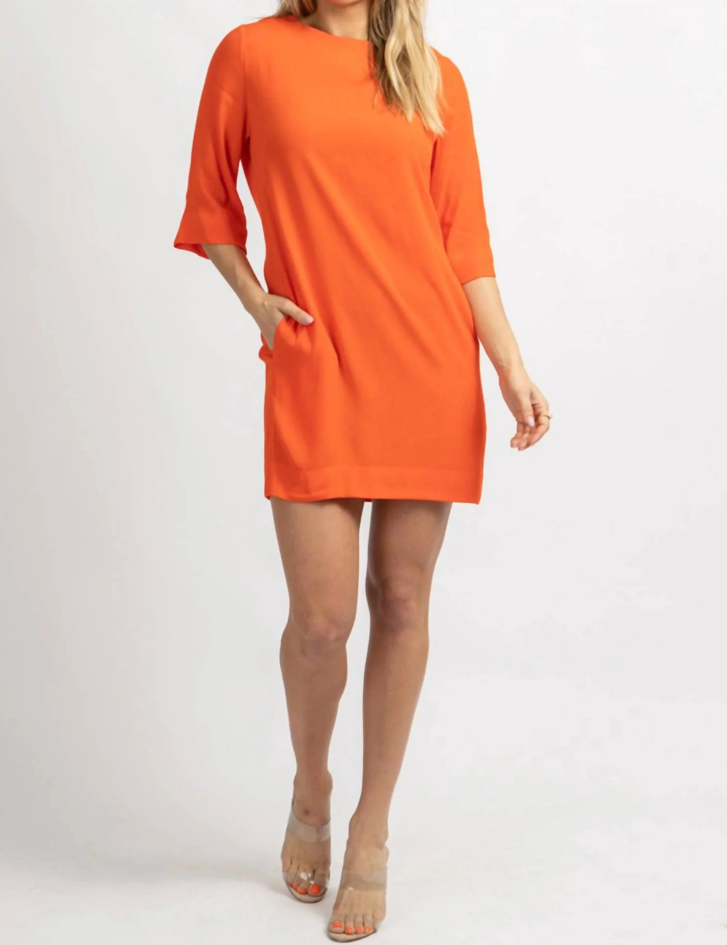 Pocket Tunic Dress In Orange | Shop Simon