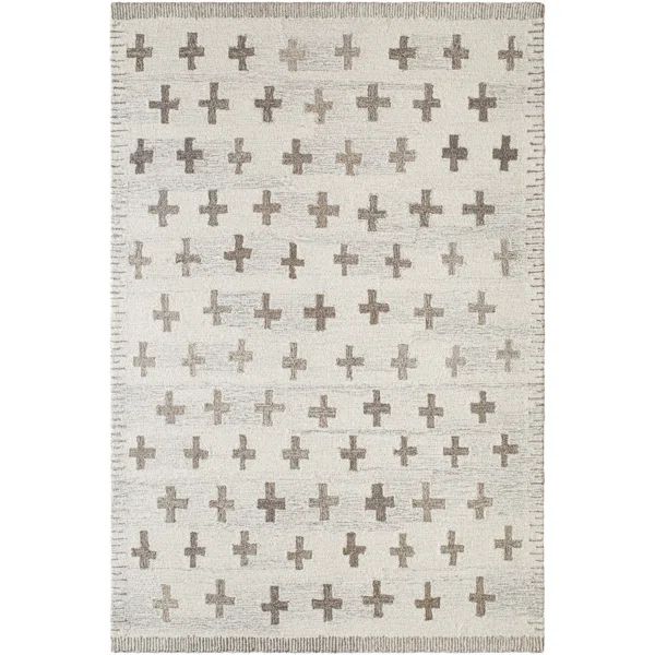 Rectangle Niara Abstract Hand Tufted Wool Area Rug in Brown/Ivory | Wayfair North America