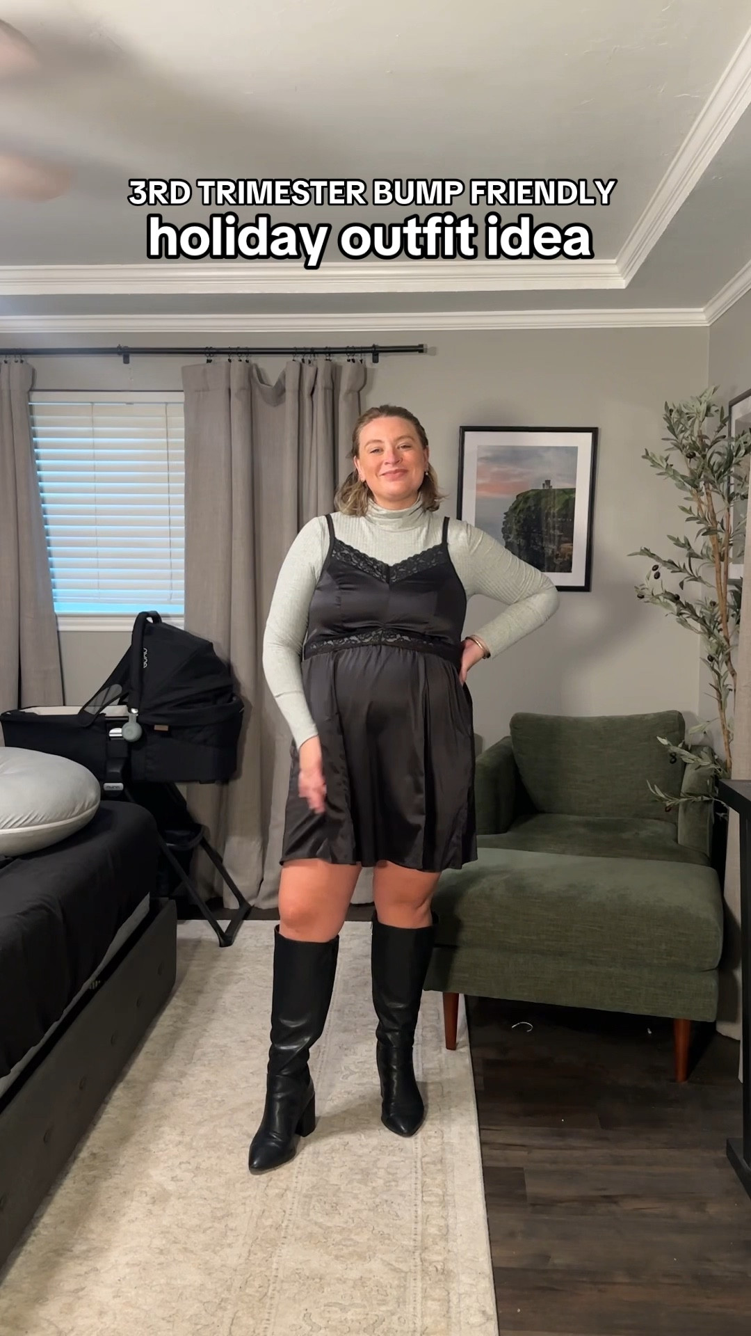 Bump friendly outfit idea - pregnancy style - holiday outfit - wide calf knee high boots 

#LTKHoliday #LTKPlusSize #LTKBump