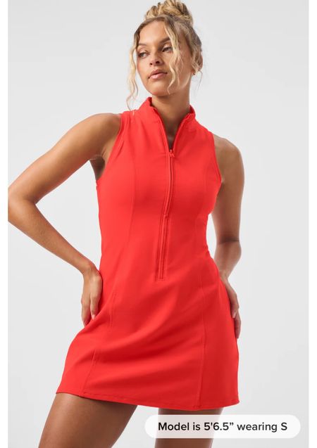 Tennis dress with zipper neck Alo 
Red white and black..sell out item

#LTKFitness #LTKU #LTKActive