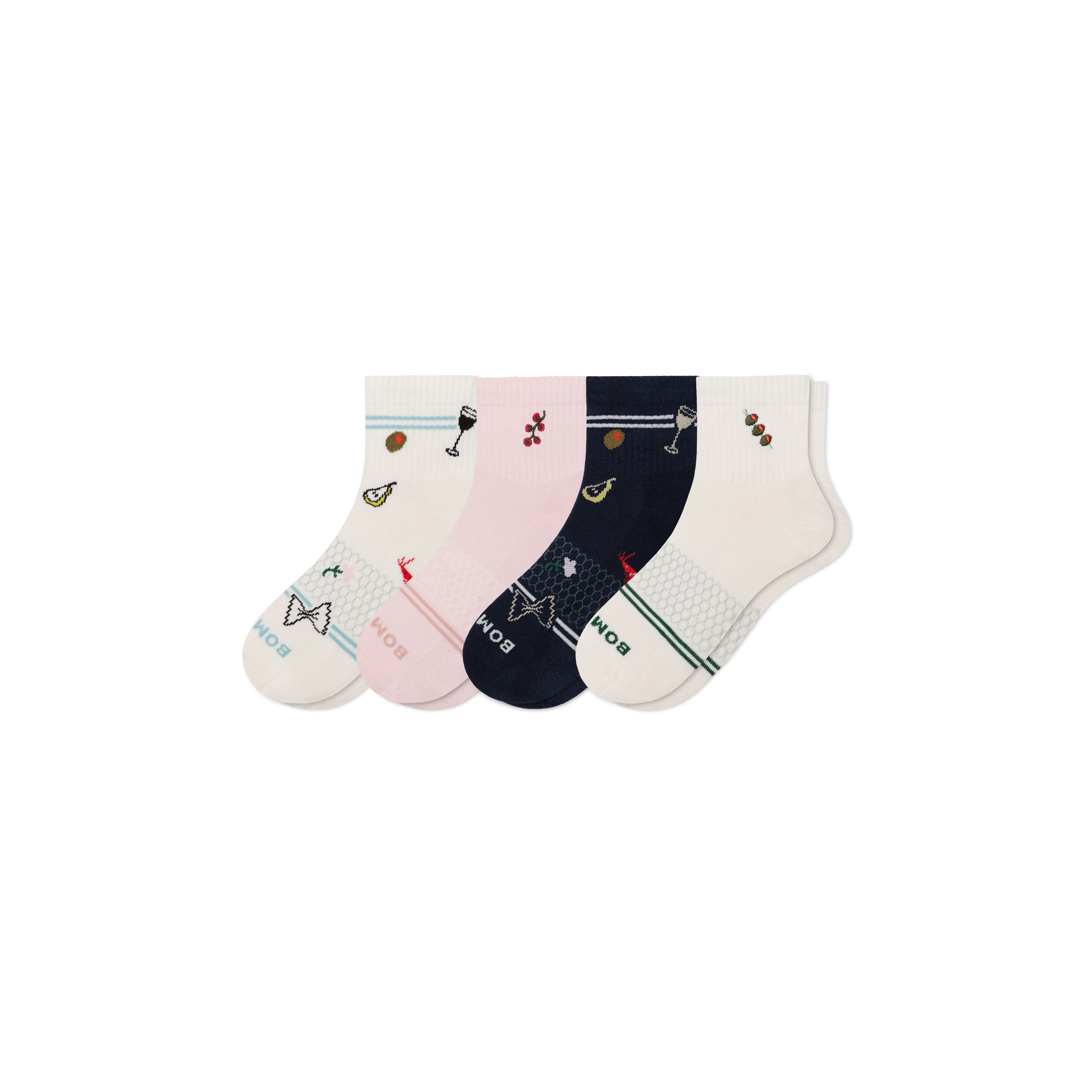 Women's Dinner Party Quarter Sock 4-Pack - Dinner Party Mix - Small - Cotton Blend - Bombas | Bombas