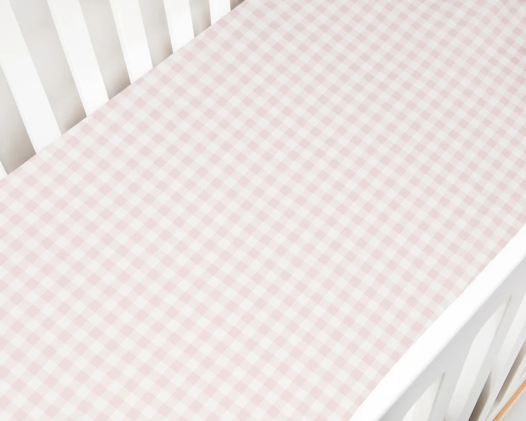 Picnic Gingham Crib Sheet - Pink | Gooselings