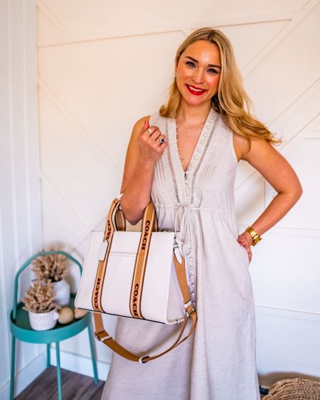 Linen midi dress and Coach tote bag - Spring and Summer outfit idea 

#LTKmidsize #LTKstyletip #LTKitbag