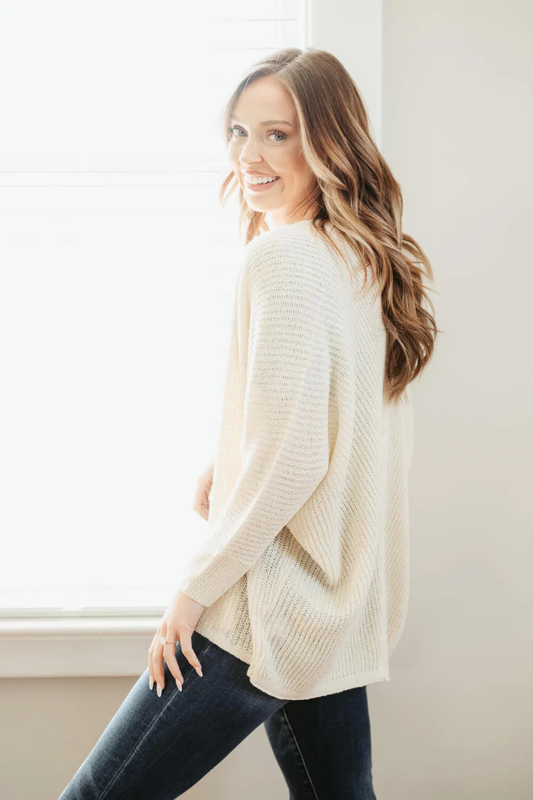 Shaker Stitch Cardigan for Women in Ivory | Glik's