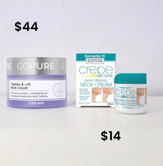 firm + smooth / neck glow-up / crepey skin fix / hydration boost / tighten + lift / silky texture / age-defying vibes / skin-plumping feel / daily sculpt / soft + supple / budget beauty win / youthful look / smoothing magic / glow from within / skincare staple

Caption:
A budget-friendly neck cream that helps smooth and hydrate crepey skin while giving that firmer, lifted look—similar benefits to higher-end formulas without the splurge.

Hashtags:
#skincaredupe #neckcream #antiaging #firmingskincare #beautyfinds #affordableskincare #glowingskin #skincareroutine #beautyhacks #drugstoreskincare
