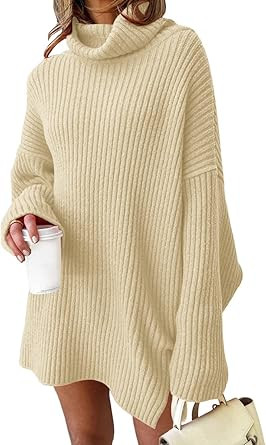 LILLUSORY Womens Turtleneck Oversized Long Batwing Sleeve Fall Sweater 2022 Plus Size Tunic Pullo... | Amazon (US)