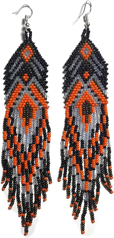 Handmade beaded native american style glass seed bead earrings Pendientes de cuentas nativas al e... | Amazon (US)