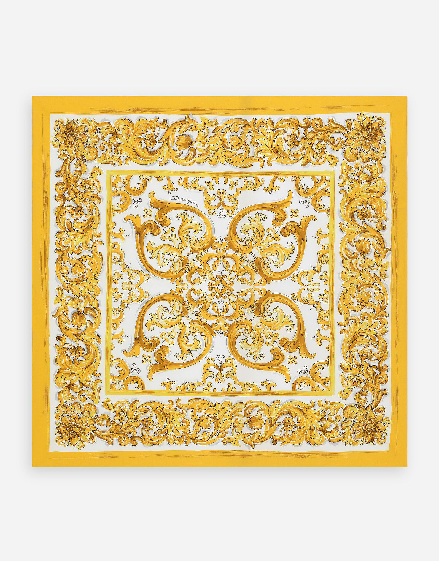 Cotton foulard with majolica print (90x90) | Dolce & Gabbana US