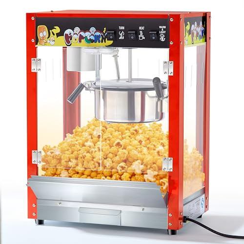 Popcorn Maker Machine, 10 Oz Kettle, 1300W Countertop Popcorn Maker for 60 Cups per Batch, Movie Theater Popcorn Popper with 3-Switch Control, 2 Scoops 1 Cup, Red (17.32''L*11.53''W*23''H) | Amazon (US)