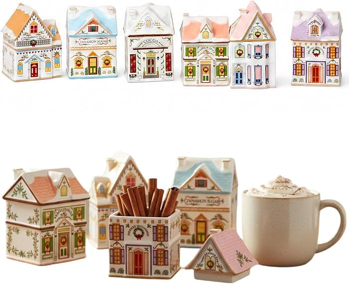 6-Piece Mini Christmas Gingerbread Houses Spice Resin Jars Set | Amazon (US)