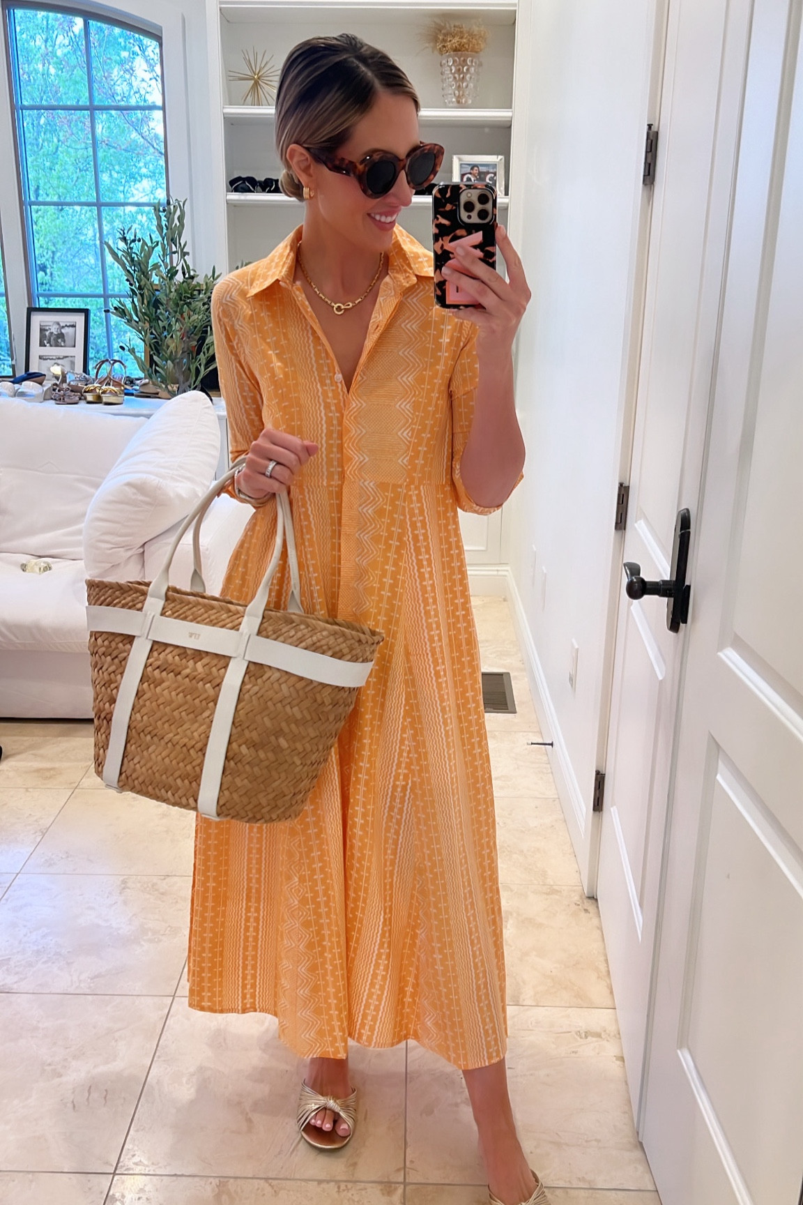 Summer dress ootd. Runs tts, I am in the small. 

Baseball mom
Maxi dress
Long sleeve sundress
Lightweight dress
Cotton dress
Shirtdress
Orange dress
Mom dress
Sundress
Shower dress
Church dress
Straw bag

#LTKstyletip
