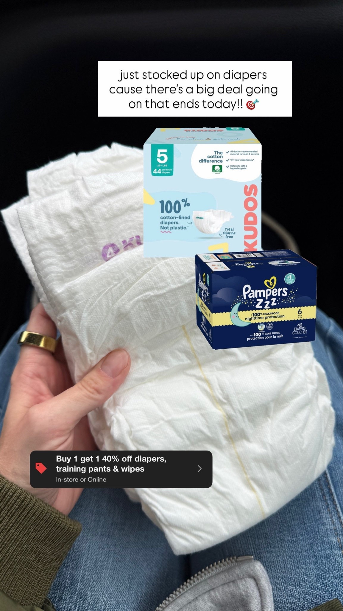 Big sale on our fave diapers at target today! BOGO 40% off! 

Did you know our biggest exposure microplastics is in our diapers?! that why we love kudos!!! Just wish they made night diapers 🤪