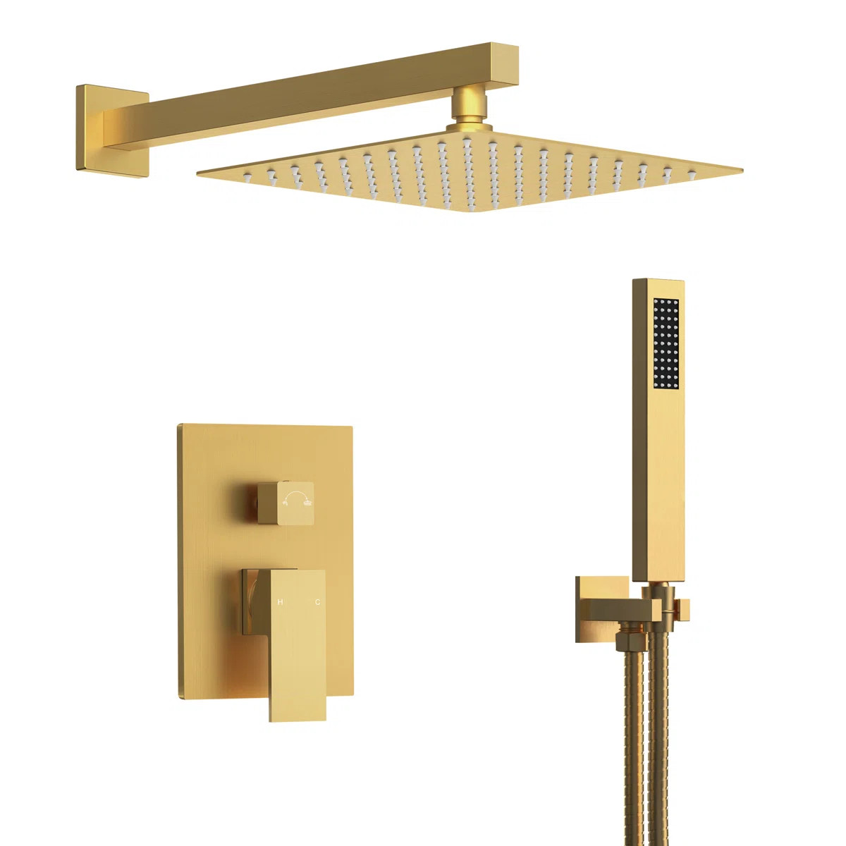 10" High Pressure Rainfall Shower System, Wall Mount Shower Faucet Set with Handheld Spray SF10-2... | Wayfair North America