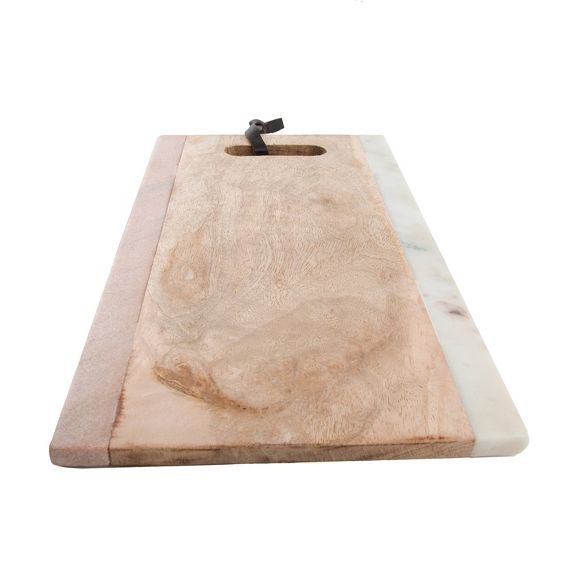 14.5" x 8" Marble and Mango Wood Serving Tray with Handle - Thirstystone | Target