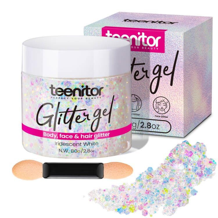 Teenitor Body Glitter, Face Glitter, White Glitter, 80g/2.8oz Face Body Glitter, Hair Glitter Gel... | Amazon (US)