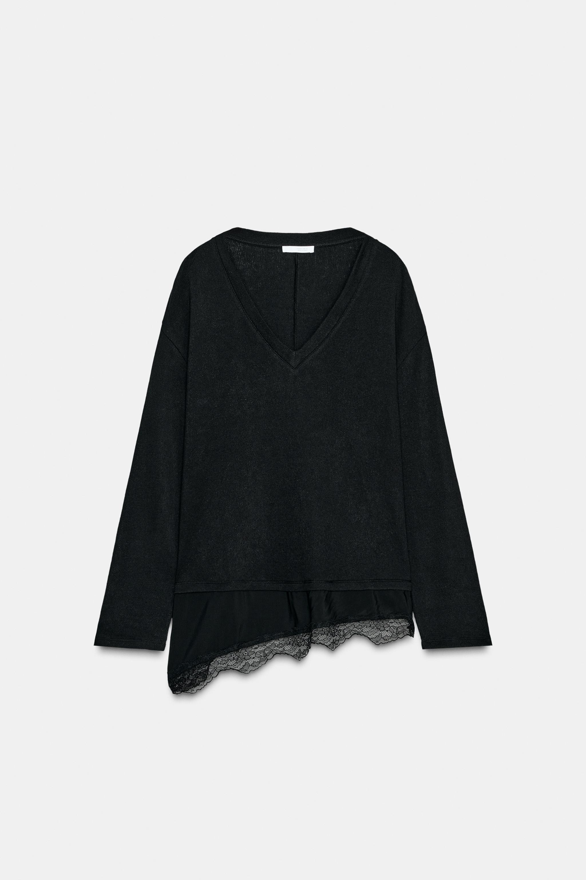 CONTRAST T-SHIRT WITH LACE | Zara US