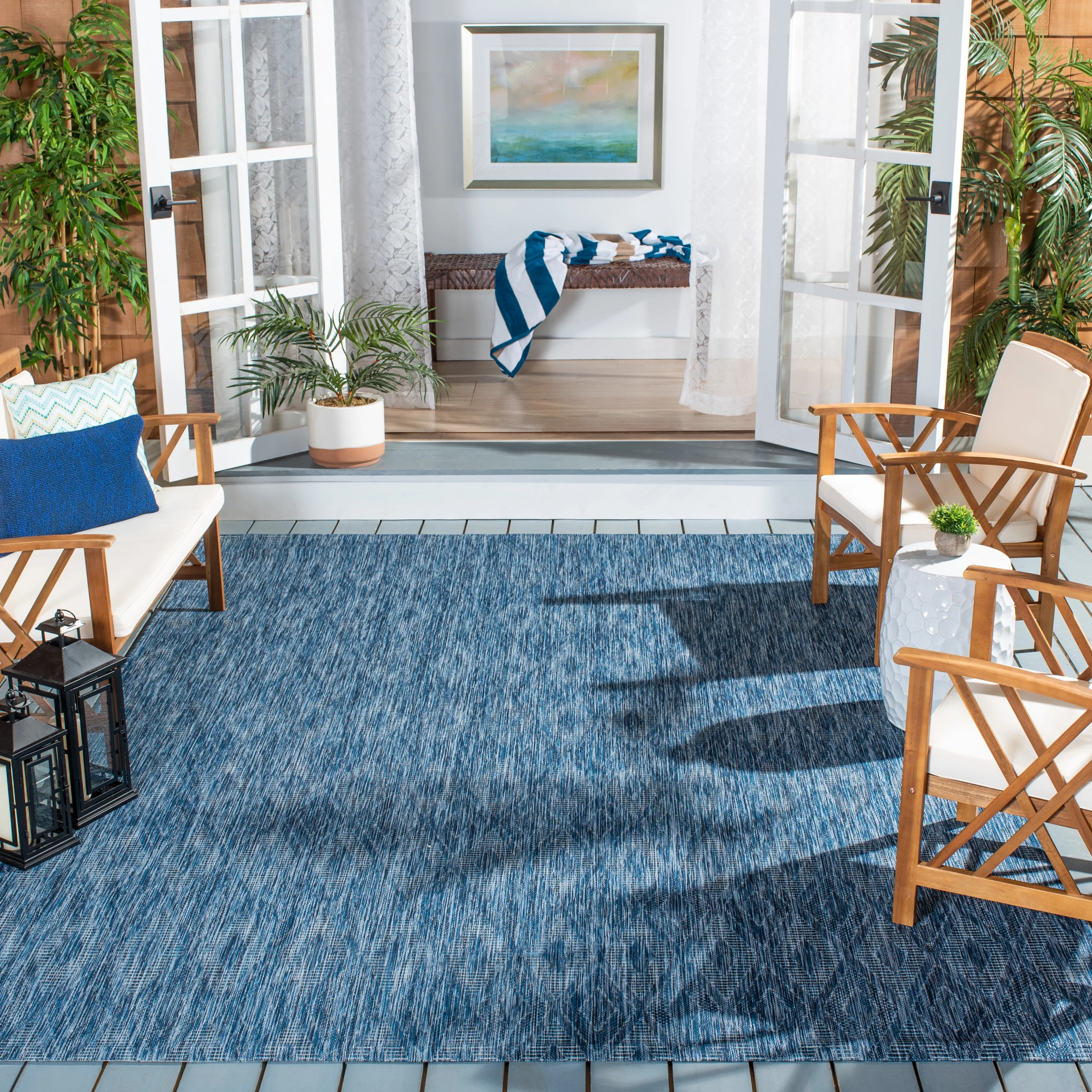 Safavieh Courtyard Teodor Geometric Indoor/Outdoor Area Rug, Navy, 8' x 10' | Walmart (US)