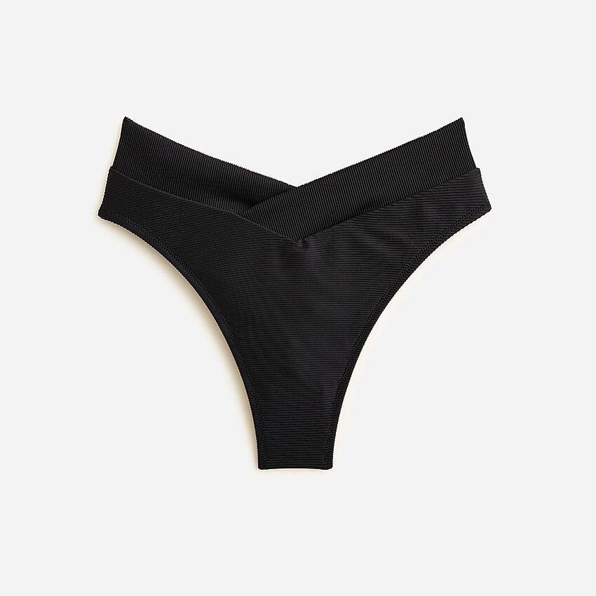 Ribbed cross-front cheeky bikini bottom | J. Crew US