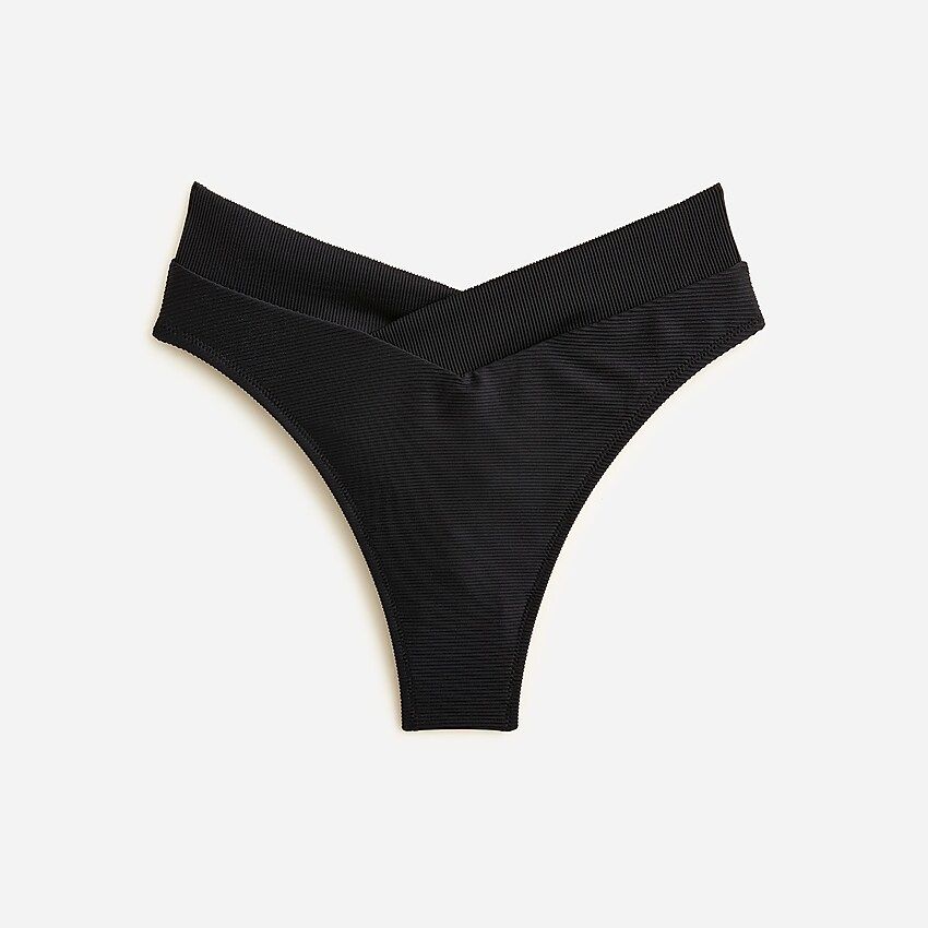 Ribbed cross-front cheeky bikini bottom | J.Crew US