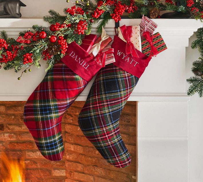 Plaid Stockings, Medium, Anthony/Black | Pottery Barn (US)