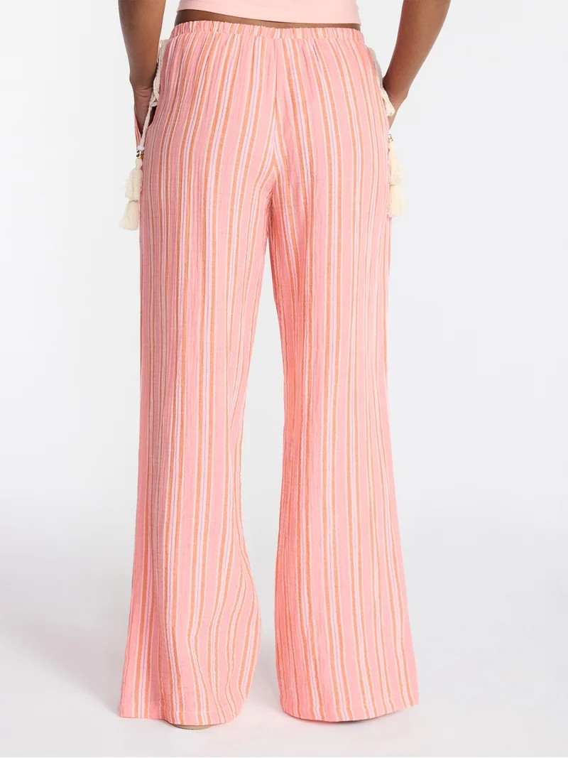 No Boundaries Cotton Gauze Side Tie Beach Pants, 31.5" Inseam, Women's XXS-4X | Walmart (US)