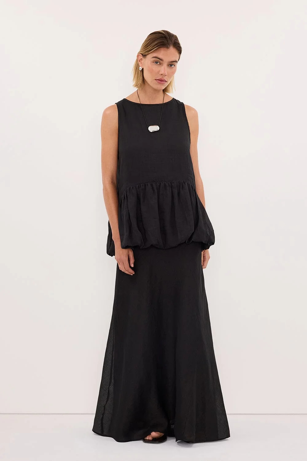 ARLO BLACK RAMIE DROP WAIST TOP | DISSH