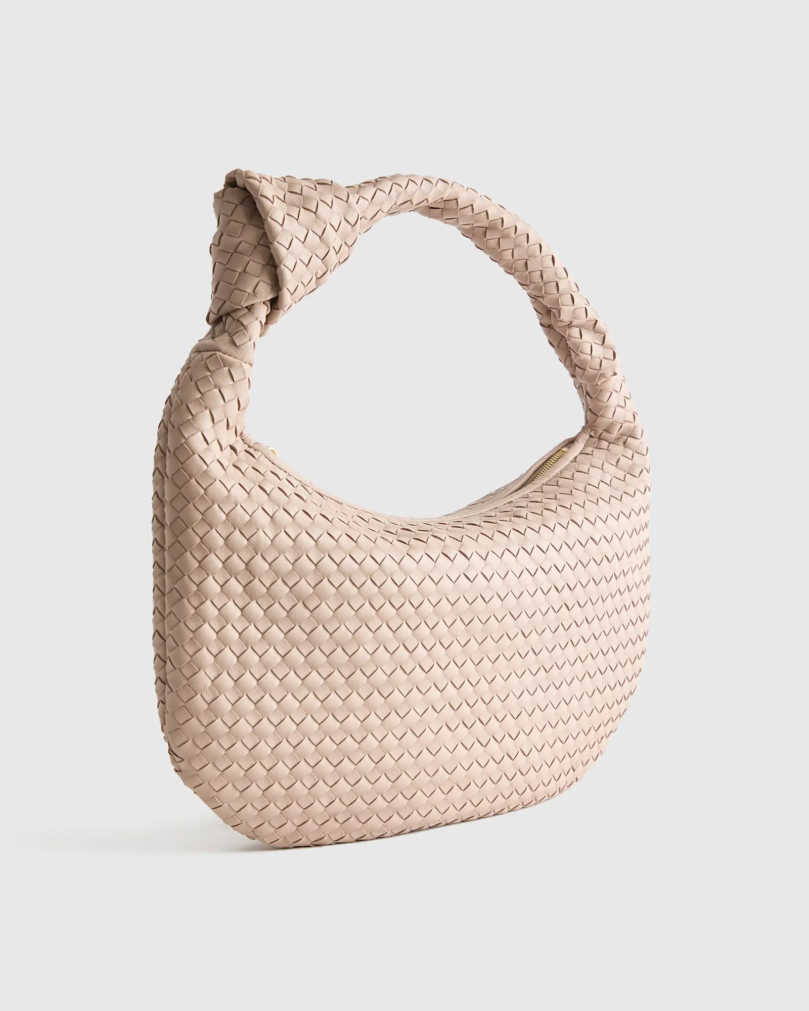 Italian Leather Handwoven Slouchy Shoulder Bag in Taupe | Quince