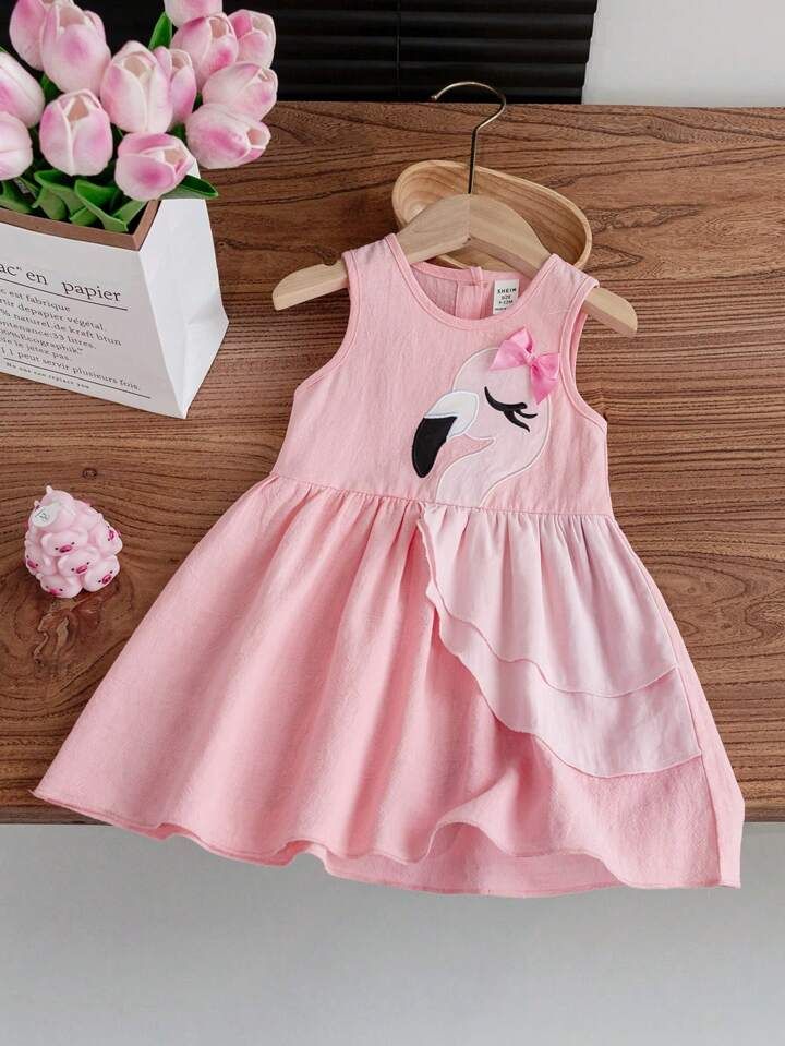 Baby Toddler Girls" Flamingo Print Cute Daily Wear Dress | SHEIN