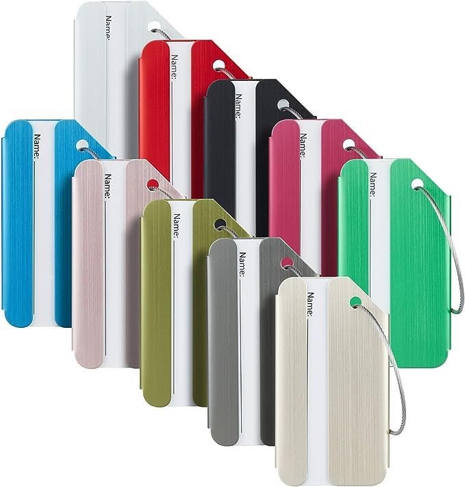10 Pack Travelambo Luggage Tags & Bag Tags Stainless Steel Aluminum (Mixed Colors ) | Amazon (US)