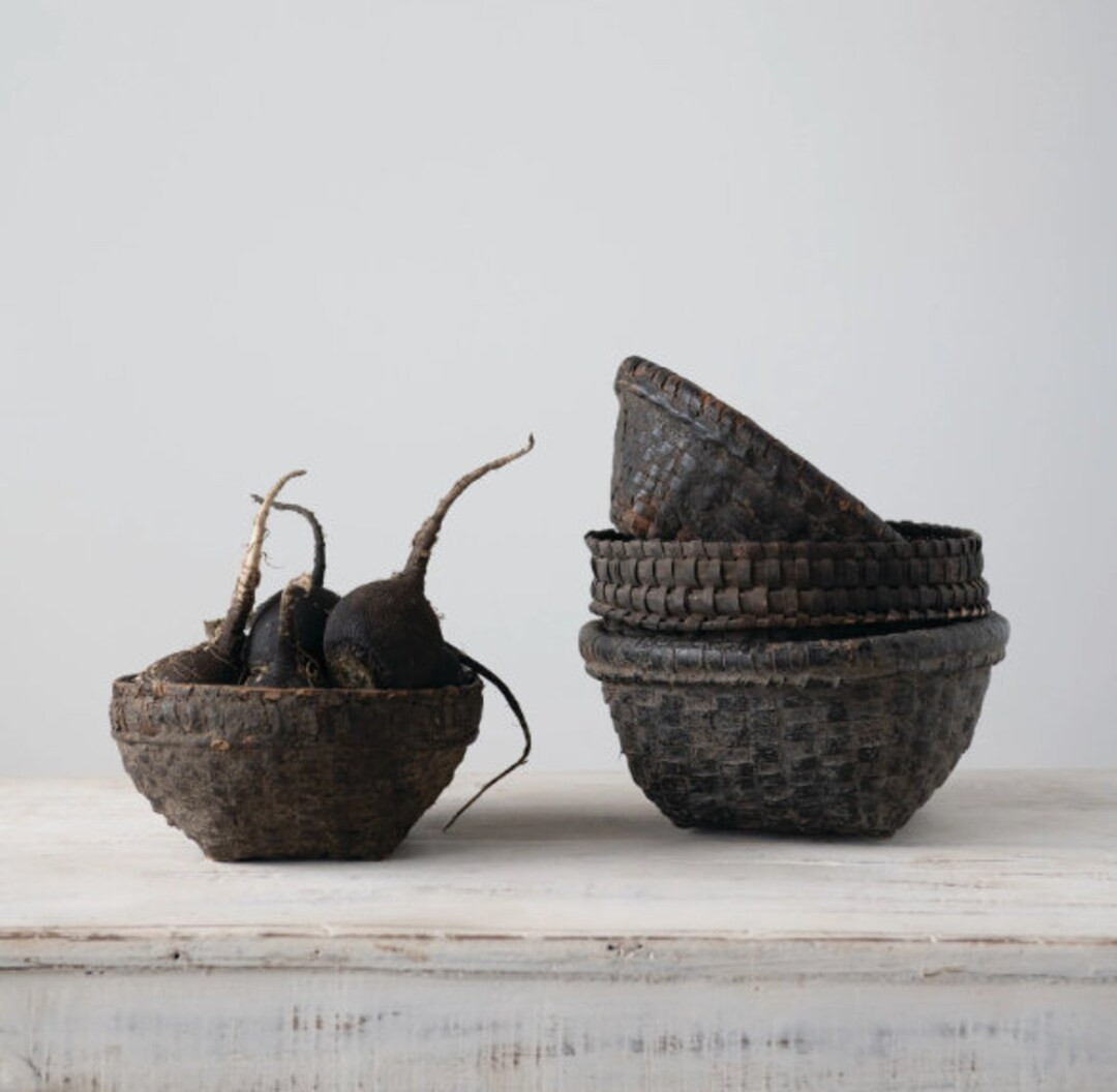 Distressed Decorative Cane Basket | Etsy (US)