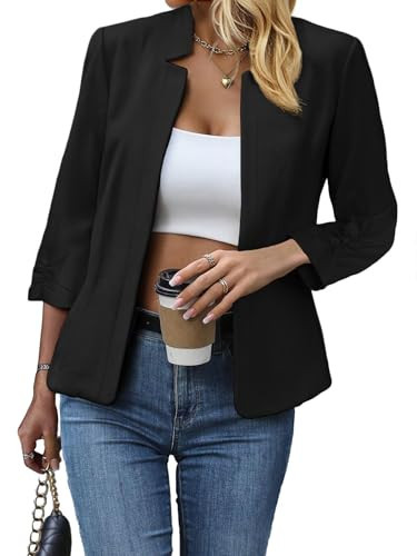 3/4 Sleeve Blazer for Women Lightweight 2025 Summer Business Casual Womens Cardigan Ladies Fitted Slim Petite Cute Trendy Fashion Women's Boyfriend Professional Work Office Jackets | Amazon (US)
