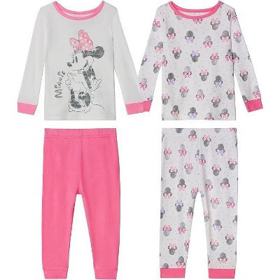 Disney Baby Girls' Minnie Mouse 4-piece Cotton Pajama Set, Minnie Bow, 12 Months | Target