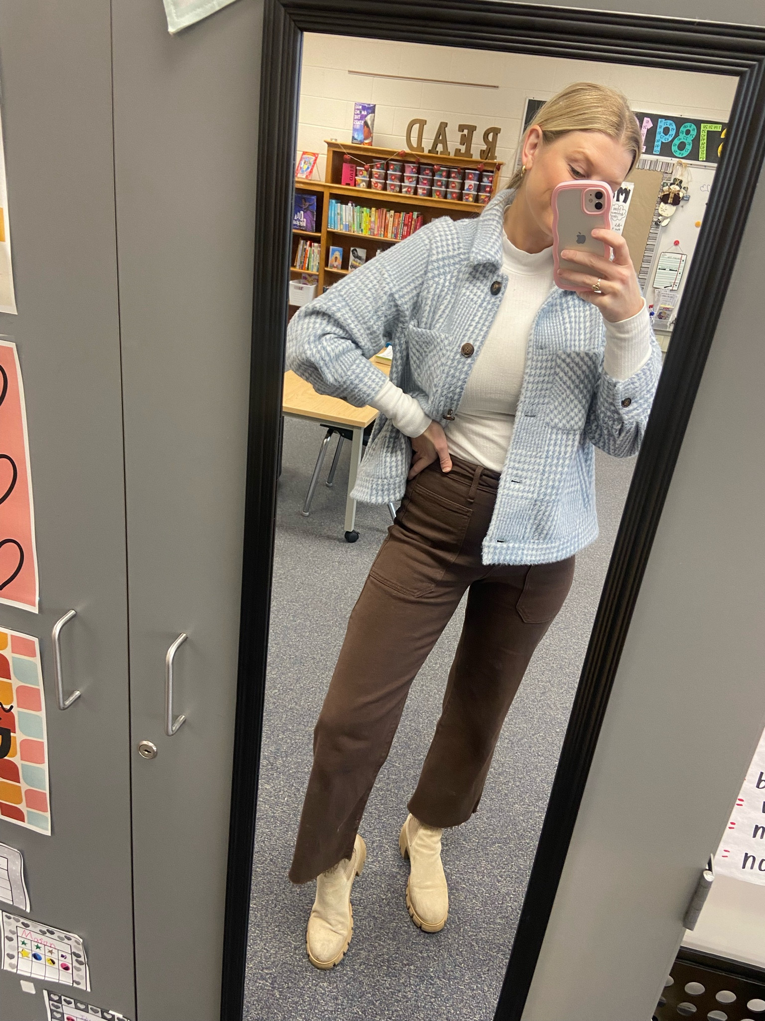 PD outfit of the day ! Both the shacket and the brown pants are rented from Nuuly ! Top is a size small and pants are a size 27. 

#LTKworkwear #LTKstyletip #LTKunder100