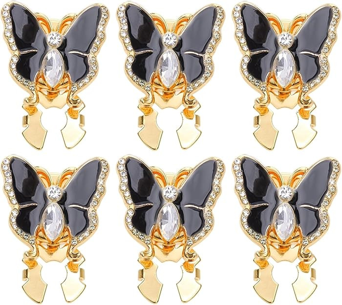 6 PCS Butterfly Button Covers Rhinestone Button Covers Fashion Black Butterfly Replacement Button... | Amazon (US)