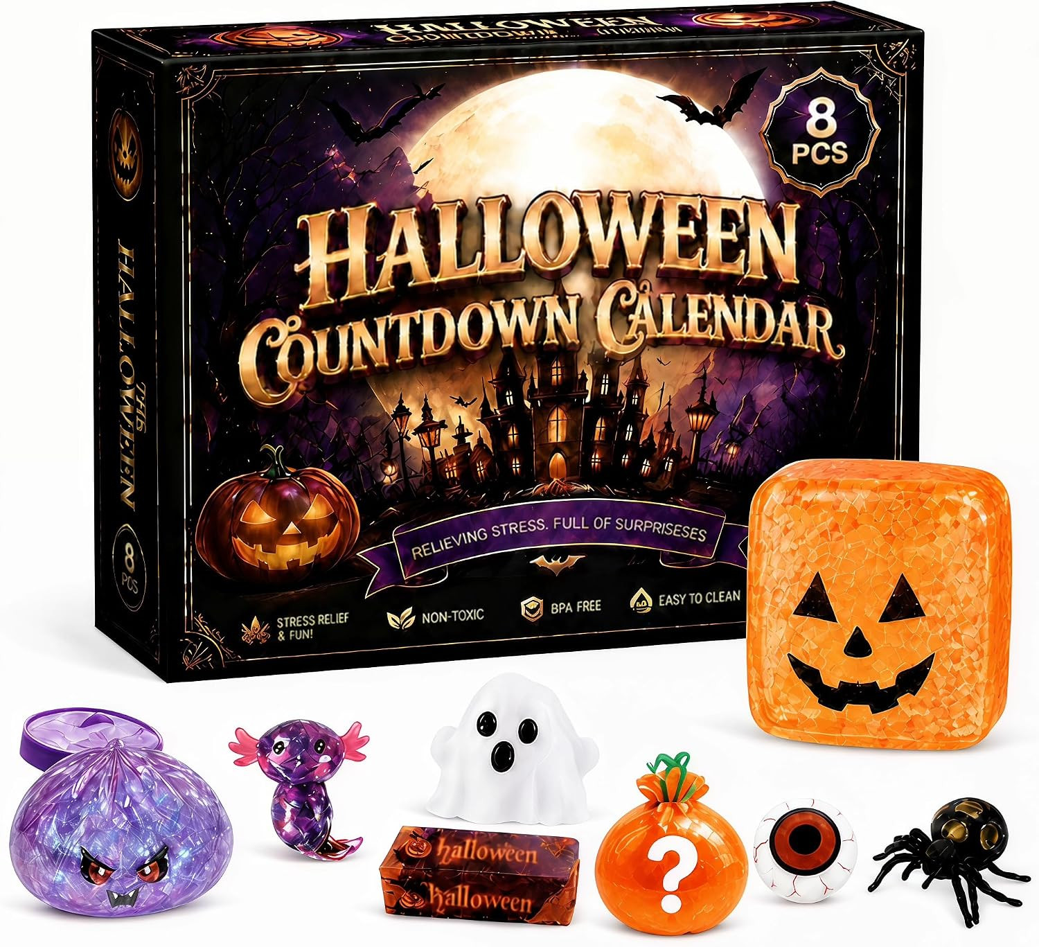 8Pcs Halloween Squeeze Toys，Fidget Sensory Squeeze Toys | Amazon (US)