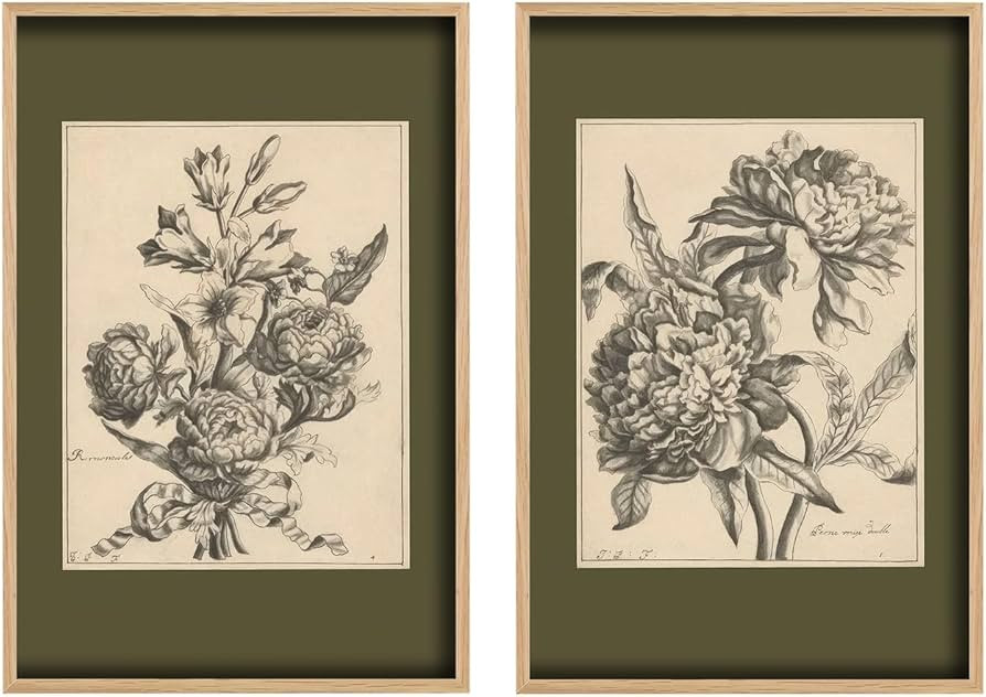 Vintage Floral Wall Art Sketch Flower Prints Antique Botanical Wall Art Decor Vintage Etchings Fl... | Amazon (US)