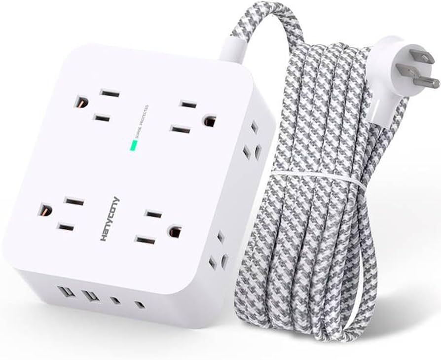 Surge Protector Power Strip - 8 Outlets with 4 USB (2 USB C) Charging Ports, Multi Plug Outlet Ex... | Amazon (US)