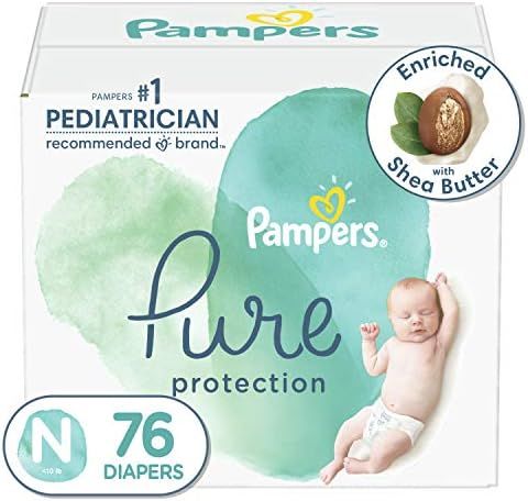 Diapers Newborn/Size 0 (<10 lb), 76 Count - Pampers Pure Protection Disposable Baby Diapers, Hypoall | Amazon (US)