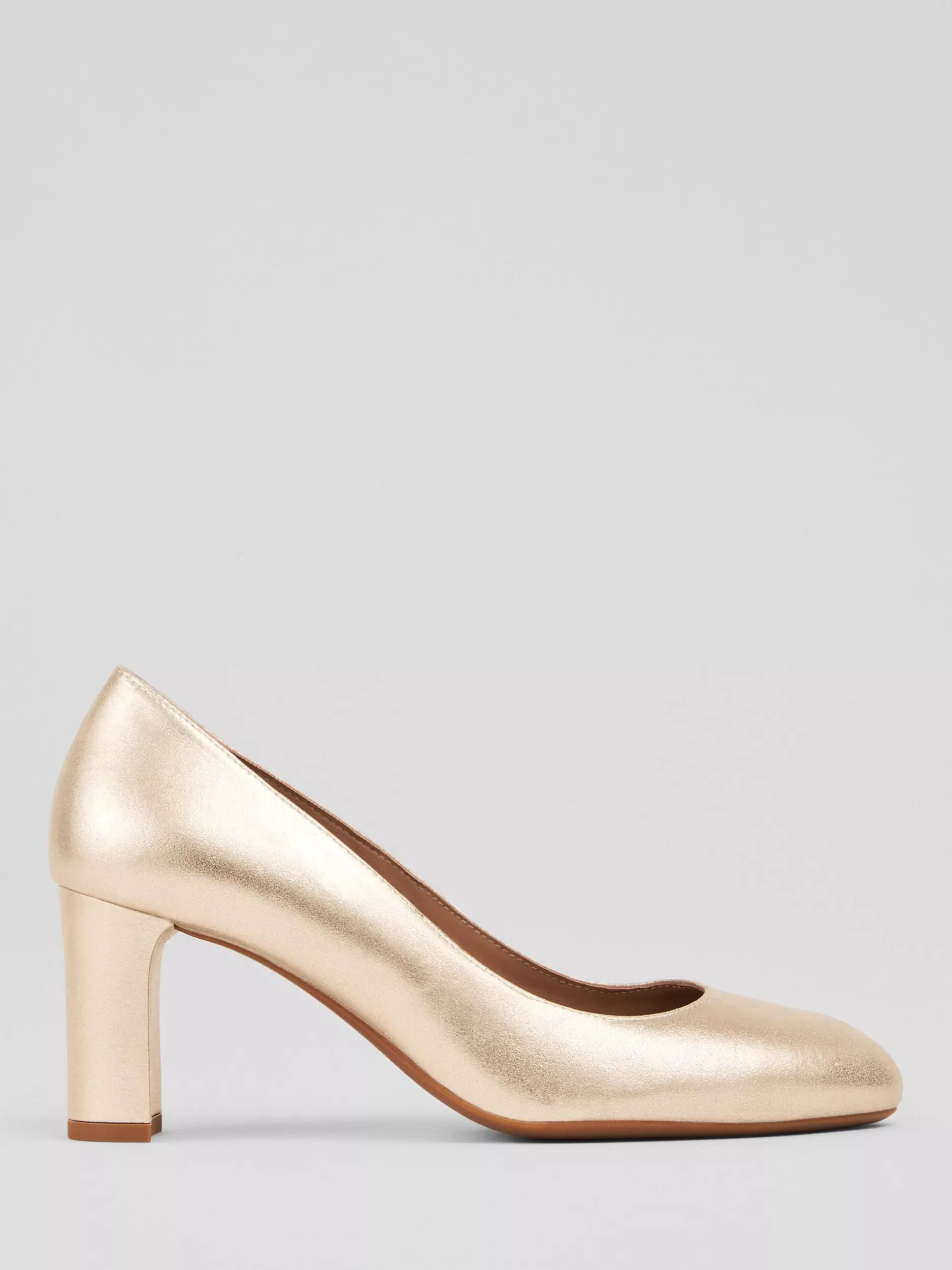 L.K.Bennett Winola Metallic Leather Court Shoes, Gold | John Lewis (UK)