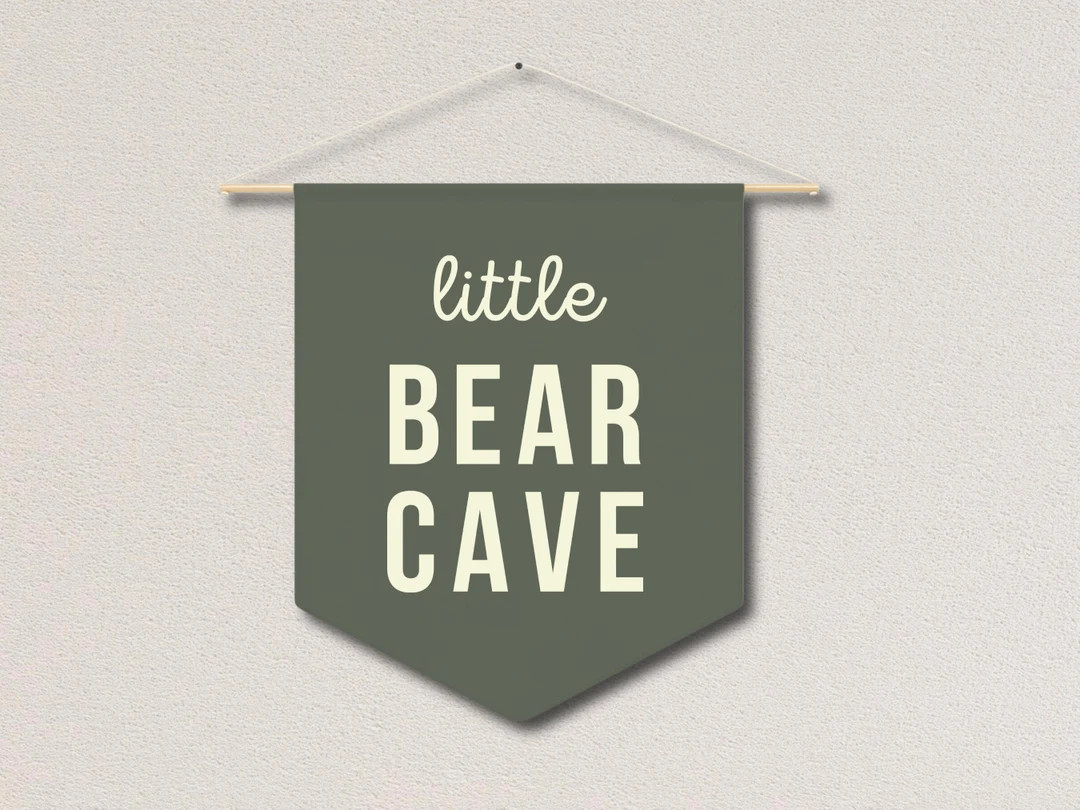 Little Bear Cave Pennant Sage Green Nursery Baby Boy Room Decor Toddler Boy Room Decorations Shar... | Etsy (US)