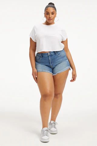 Good Curve Short Blue466 Ripped Jeans, Size 26 Plus | Good American