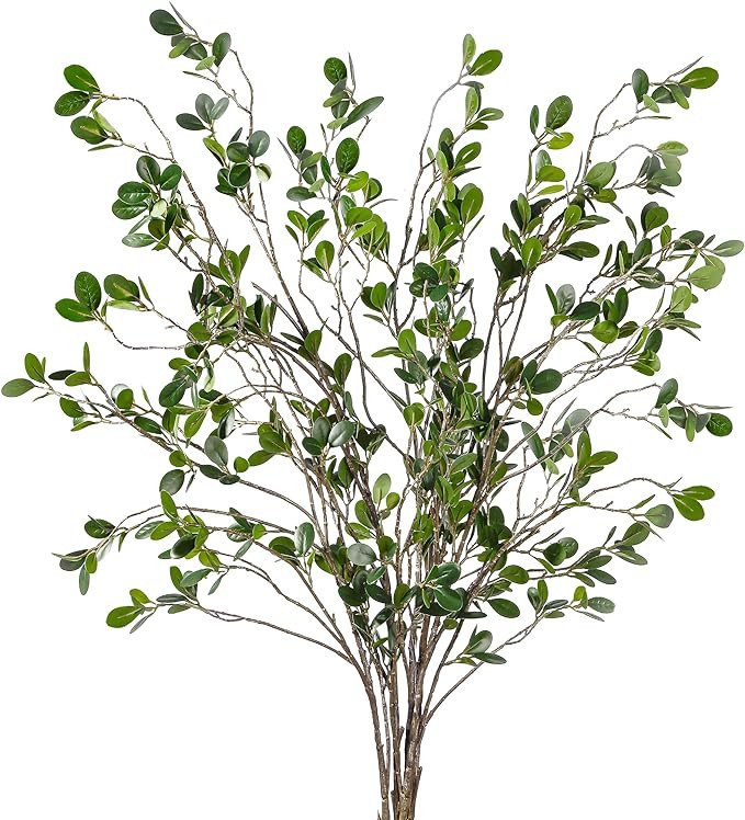 Sggvecsy 43’’ 5Pcs Artificial Ficus Branches Faux Leaf Spray Green Eucalyptus Branches Artifi... | Amazon (US)