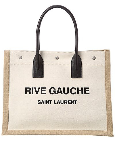 Rive Gauche Small Linen & Leather Tote | Gilt