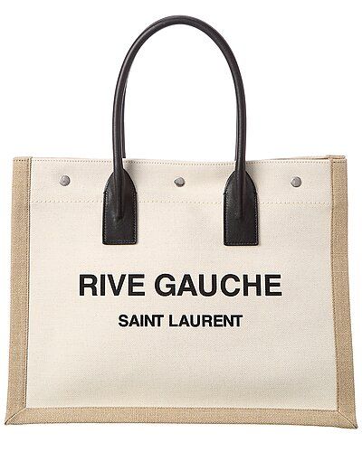 Rive Gauche Small Linen & Leather Tote | Gilt & Gilt City