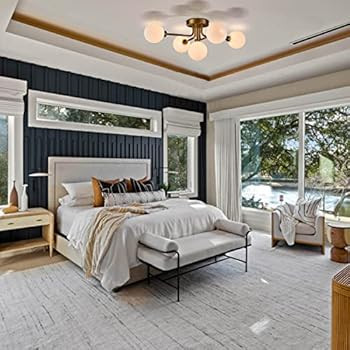 CLAXY Gold Ceiling Light Sputnik Semi-Flush Mount Light Fixture with Globe Shades Chandelier for ... | Amazon (US)