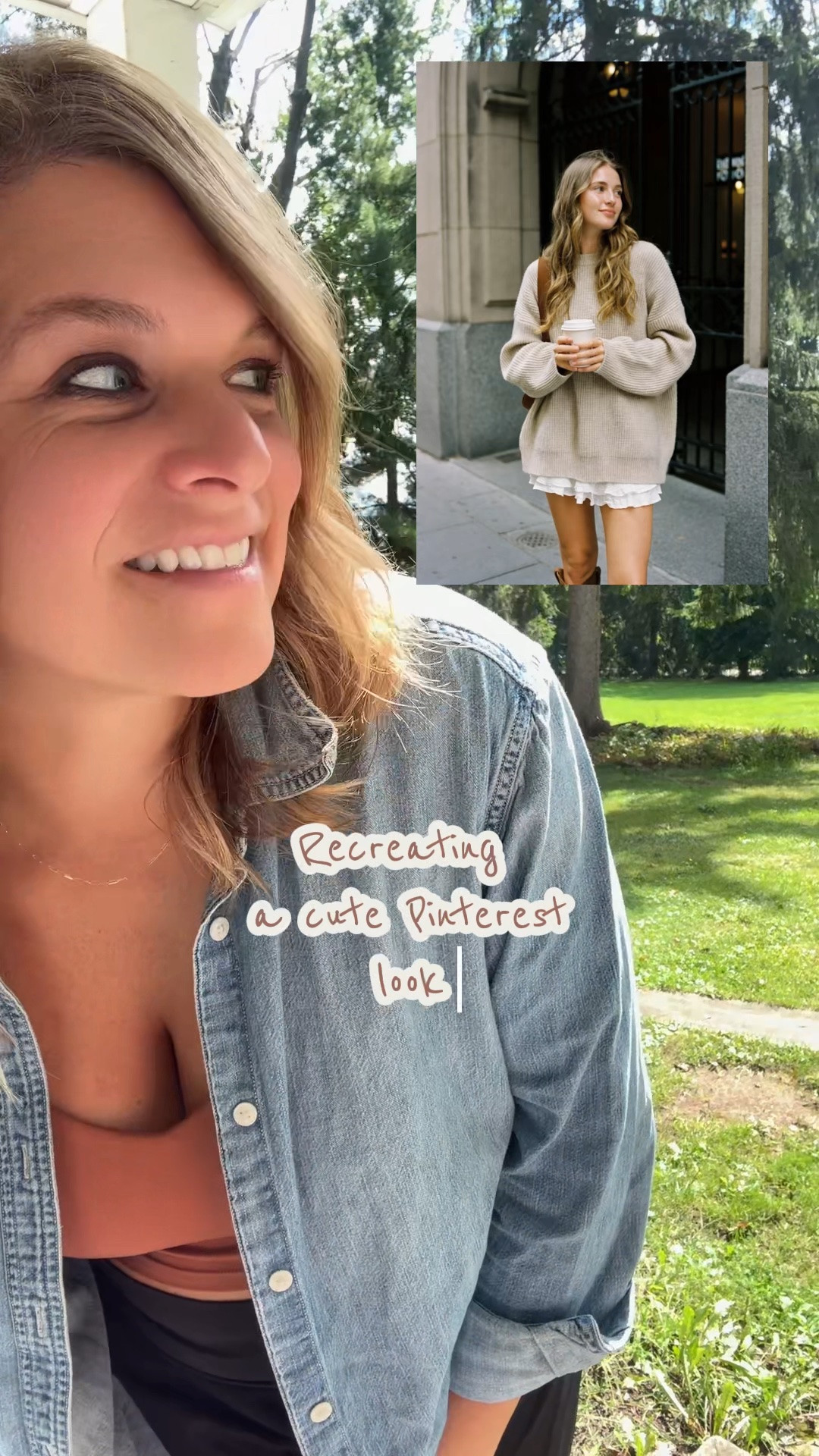 Pinterest outfit recreation 🤎✨ This pleated skater skirt is so feminine + floaty, and the perfect pair with an oversized sweater for fall! 🍂
#PinterestRecreation #FallOutfits #SkaterSkirt #FallFashion

#LTKTall #LTKMidsize #LTKOver40