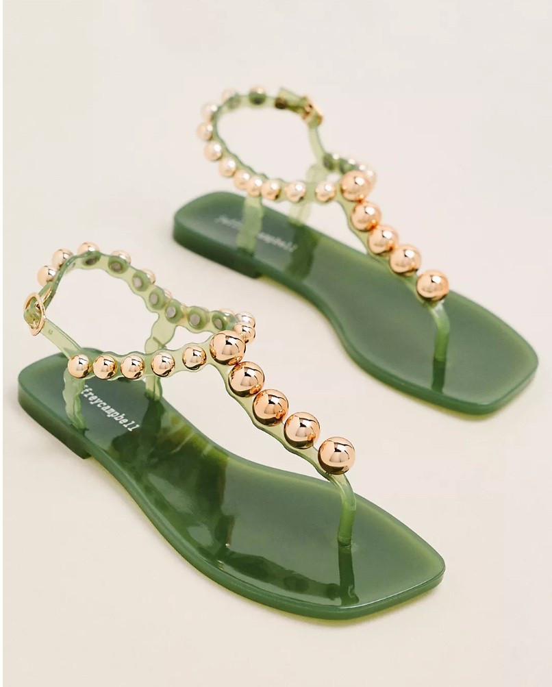 Jeffrey Campbell Plated T Strap Flip-Flop Sandals. Also available in brown.